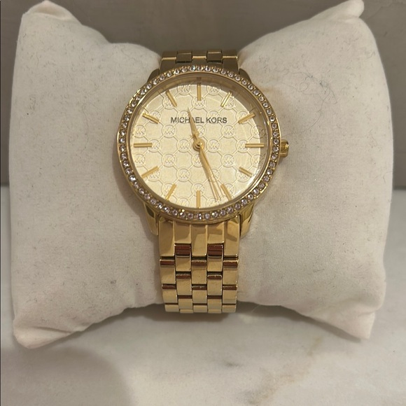 Michael Kors Gold-Tone Watch with Crystal Bezel - Picture 1 of 5